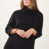 MAGLIA A COLLO ALTO CON TASCHE FRONTALI E MANICHE A 3/4 - Black, TU