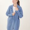 CAPPOTTO EFFETTO PELO CON BOTTONE - Sky blue, TU