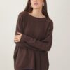 MAGLIA CON CUCITURA SUL DAVANTI E TRECCIA LATERALE - Dark Brown, TU