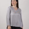 BLUSA ASIMMETRICA SCOLLO A V - Grey, 1