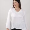 BLUSA ASIMMETRICA SCOLLO A V - Cream, 3