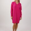 VESTITO IN MAGLIA SCOLLO A V - Fucsia, TU