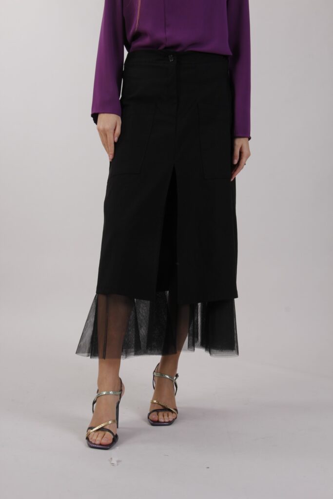 GONNA CON SOTTOVESTE IN TULLE - Nero, M 