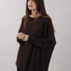 MAGLIA CON POLSINI A COSTINE - Dark Brown, TU