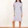 VESTITO IN MAGLIA A COLLO ALTO CON MINI TRECCE - Grey, TU