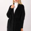 CAPPOTTO EFFETTO PELO CON BOTTONE - Nero, TU