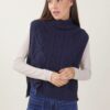 GILET IN MAGLIA INTRECCIATA - Navy, TU