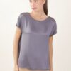 BLUSA EFFETTO RASO CON FINITURE IN LUREX - Piombo, TU