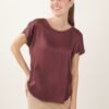 BLUSA EFFETTO RASO CON FINITURE IN LUREX - Bordeaux, TU