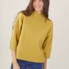 MAGLIA A COLLO ALTO CON MANICA A 3/4 - Giallo ocra, TU