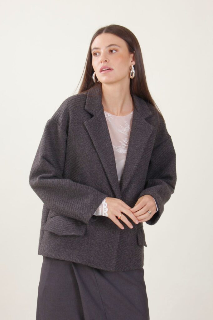 CAPPOTTO CORTO MONOPETTO - Grigio scuro, TU 