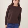 MAGLIA SCOLLO ROTONDO CON CUCITURA CENTRALE - Dark Brown, TU