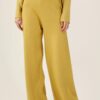 PANTALONE PALAZZO IN MAGLIA - Giallo ocra, TU