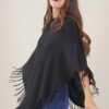 PONCHO CON FRANGE - Black, TU