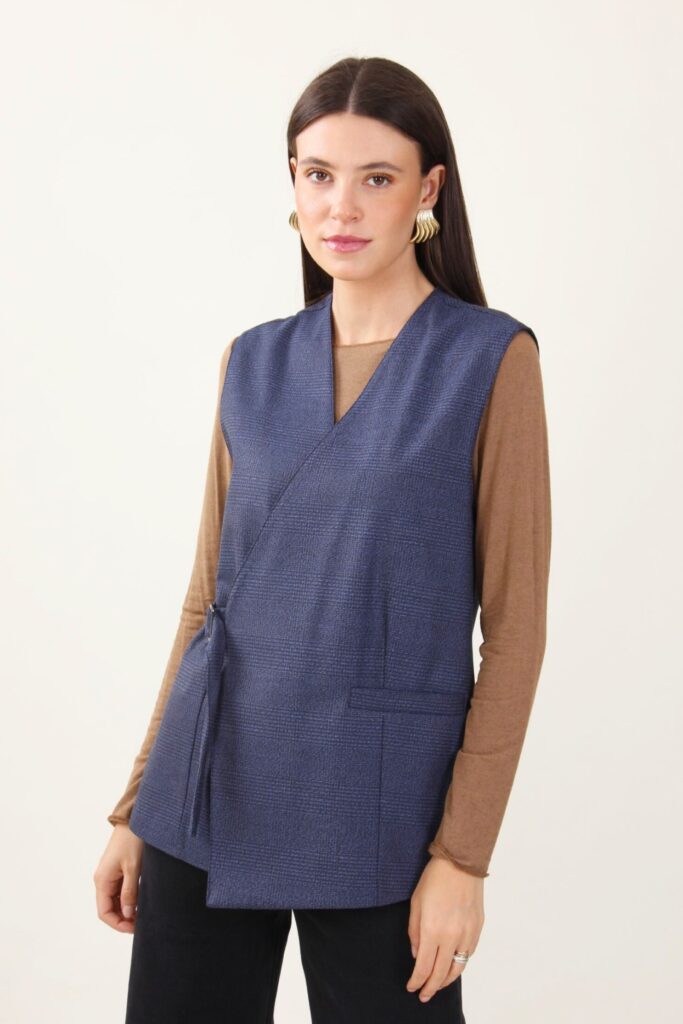 GILET CON CHIUSURA LATERALE - Blu, S 