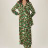 ABITO CON SCOLLO INCROCIATO FANTASIA A MACCHIE - Green Pattern, L