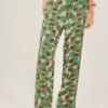 PANTALONI A PALAZZO IN VISCOSA FANTASIA A MACCHIE - Green Pattern, M