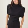 TOP COLLO ALTO CON MANICA AD ALETTA - Nero, S