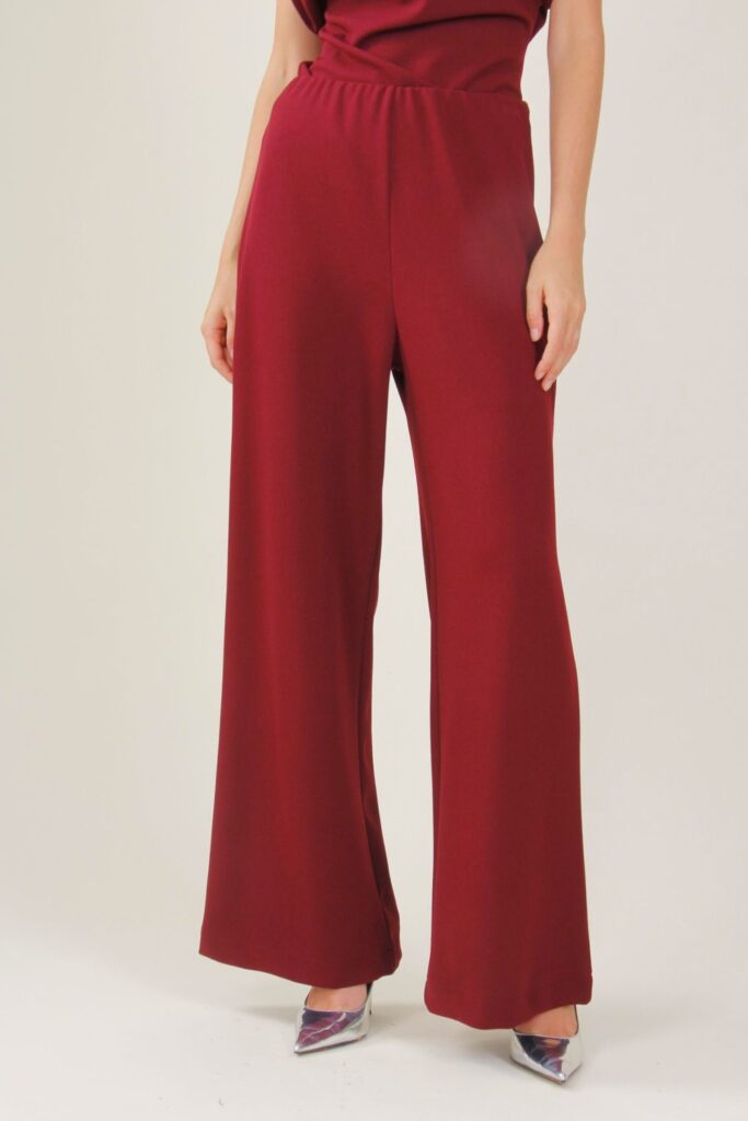 PANTALONE PALAZZO CON ELASTICO IN VITA - Bordeaux, S 