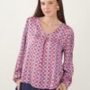 BLUSA FANTASIA EFFETTO RASO - Fantasia bordeaux, M