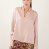 BLUSA SCOLLO A V CON DRAPPEGGI - Rose, TU