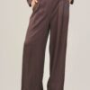 PANTALONI A PALAZZO SATIN - Dark Brown, M