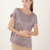 BLUSA EFFETTO RASO CON FINITURE IN LUREX - Fango, TU