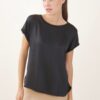 BLUSA EFFETTO RASO CON FINITURE IN LUREX - Black, TU