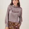 BLUSA CORTA SATIN CON COLLO ALTO - Mud, TU