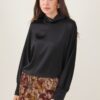 BLUSA CORTA SATIN CON COLLO ALTO - Black, TU