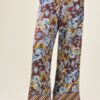 PANTALONI A PALAZZO IN VISCOSA FANTASIA FLOREALE - Brown Pattern, M