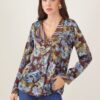 BLUSA IN VISCOSA FANTASIA FLOREALE - Fantasia marrone, M