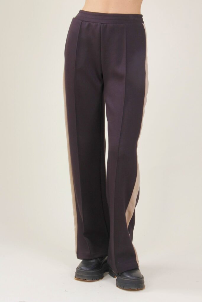 PANTALONI IN FELPA A PALAZZO CON BANDE LATERALI - Black, S 