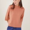 MAGLIA A COLLO ALTO CON MANICA A 3/4 - Cannella, TU