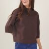 MAGLIA A COLLO ALTO CON MANICA A 3/4 - Dark Brown, TU