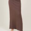 GONNA LUNGA IN MAGLIA CON FRANGE - Dark Brown, TU