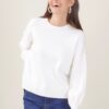 MAGLIA CON CUCITURA SULLA MANICA - Cream, TU