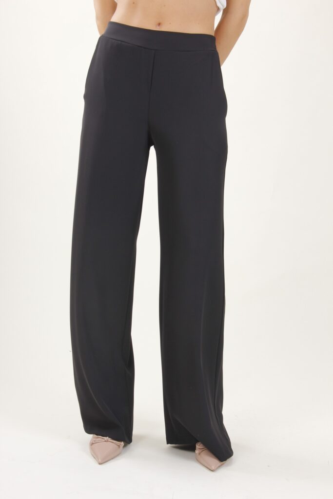 PANTALONI PALAZZO IN TESSUTO FLUIDO - Black, S 