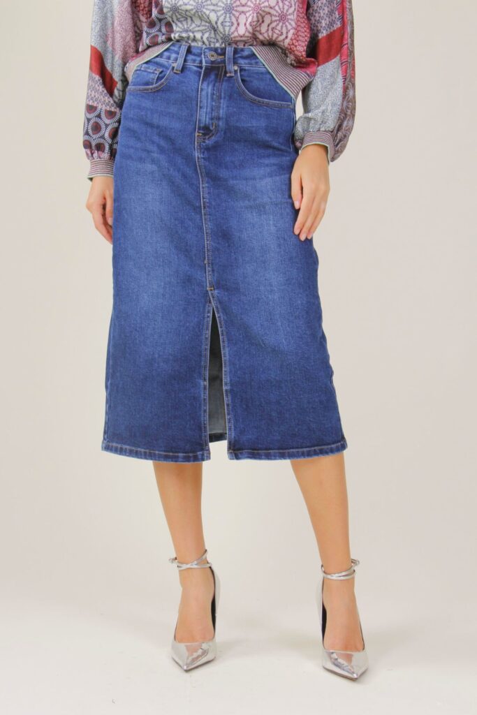 GONNA DI JEANS CON SPACCO - Denim, XS 