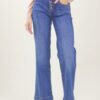 JEANS A PALAZZO CON BOTTONI GIOIELLO - Denim, XS