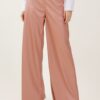 PANTALONI PALAZZO IN ECOPELLE - Powder Pink, TU