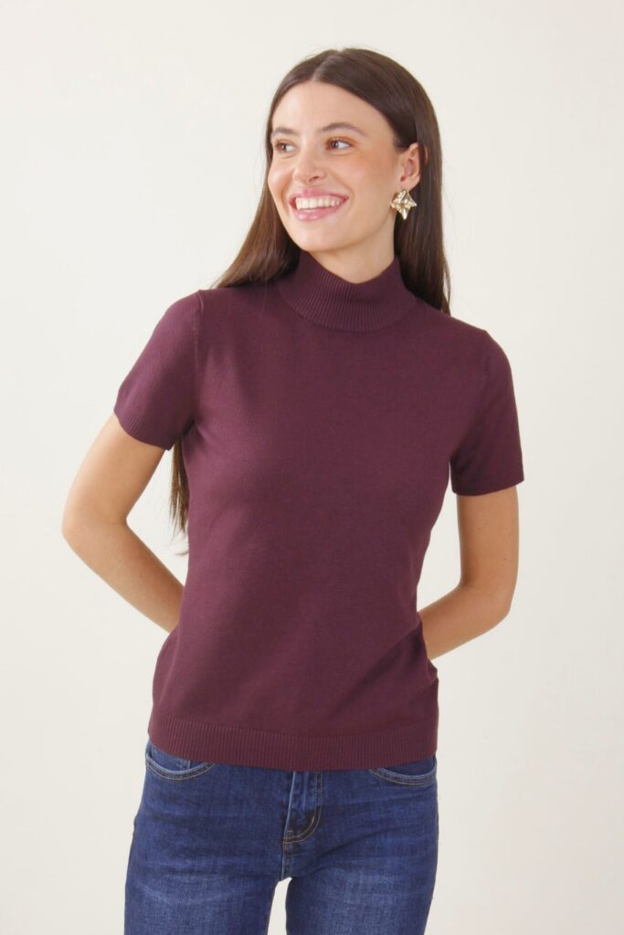 TURTLENECK SWEATER WITH SHORT SLEEVES 