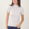 MAGLIA A MANICHE CORTE A COLLO ALTO - Beige, TU