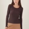 MAGLIA A MANICHE LUNGHE TRAMA ZEBRATA - Dark Brown, TU