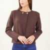 GIACCA IN MAGLIA CON BOTTONI ORO - Dark Brown, TU