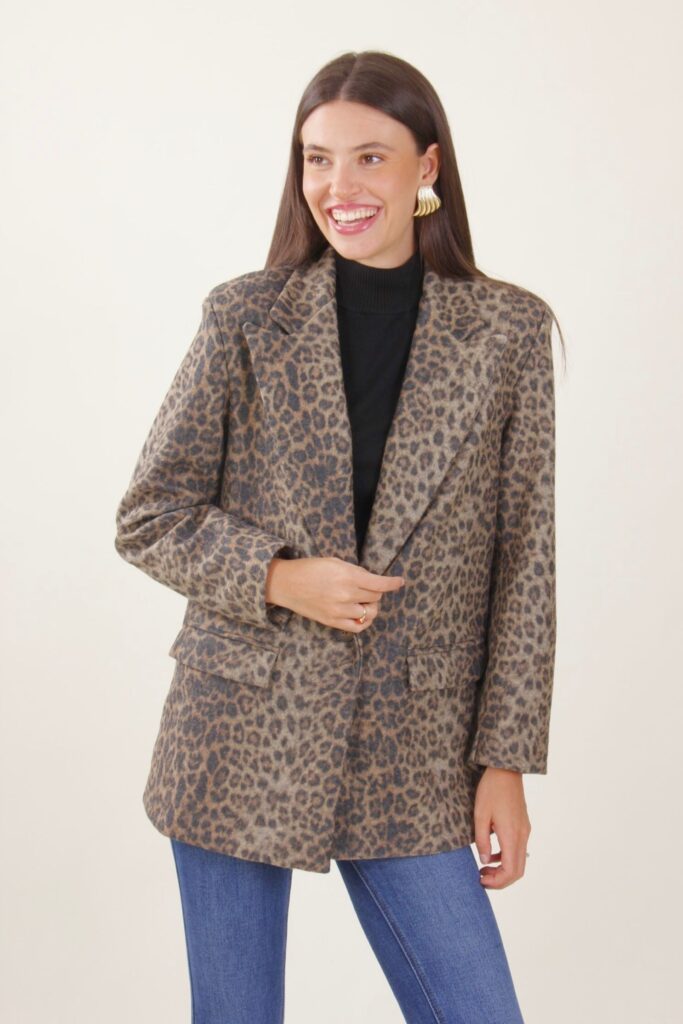 LEOPARD PRINT SINGLE-BREASTED COAT  