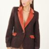 BLAZER SPINA DI PESCE CON REVERSE IN CORDUROY - Dark Brown, M