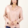 CAMICIA SATIN CON COLLETTO ALLA COREANA - Rosa, TU