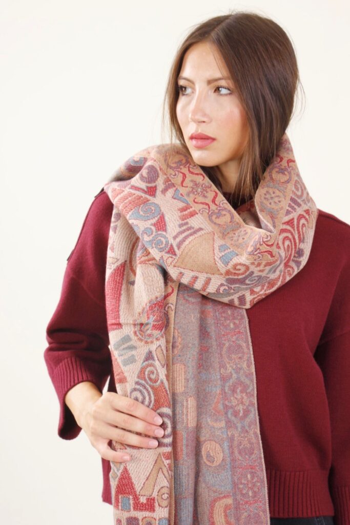 ETHNIC PATTERNED VISCOSE SCARF 