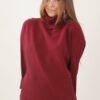 MAGLIA A COLLO ALTO CON TASCHE FRONTALI E MANICHE A 3/4 - Bordeaux, TU